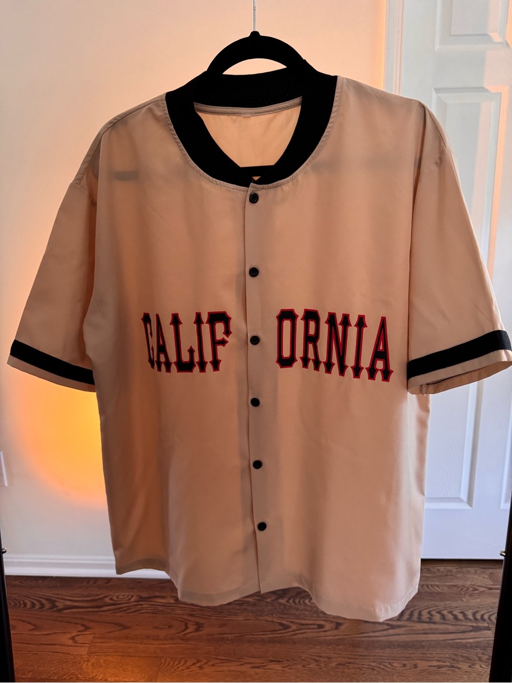 California Baseball Jersey in Tan with Black Trim
